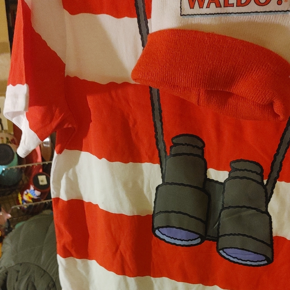 Where's Waldo??? Red and White Striped Costume Tee W Beanie!! Nwt - Picture 7 of 7